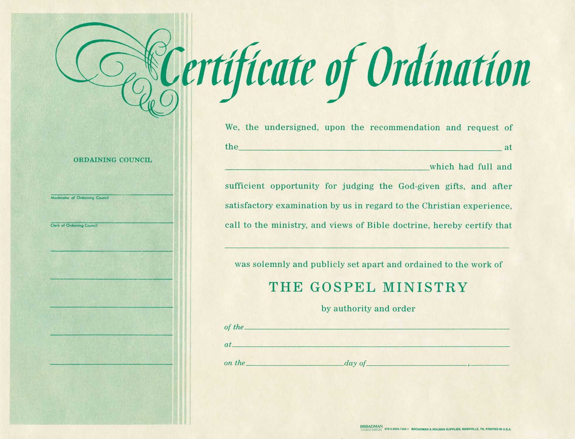 Free Blank Certificate Of Ordination | Ordination For For Certificate Of Ordination Template