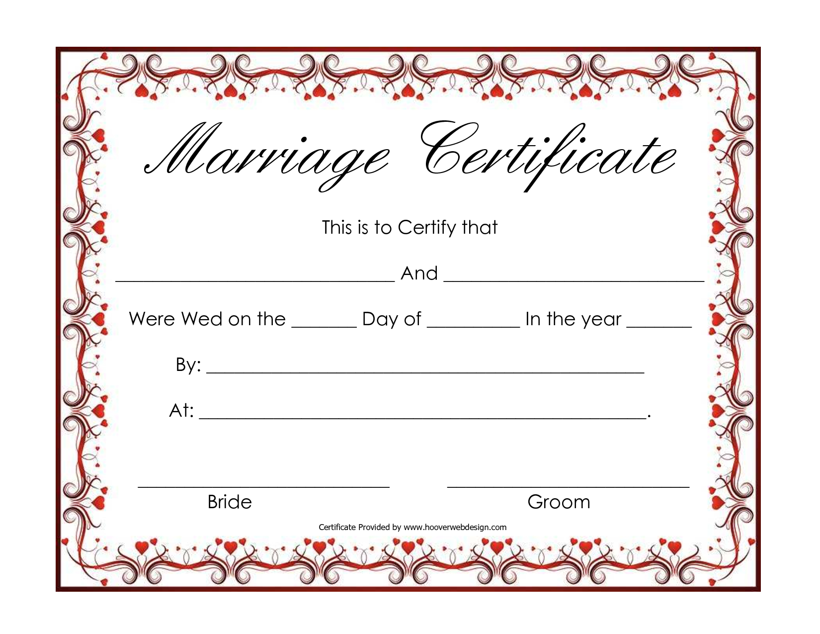 Free Blank Marriage Certificates | Printable Marriage Intended For Blank Marriage Certificate Template