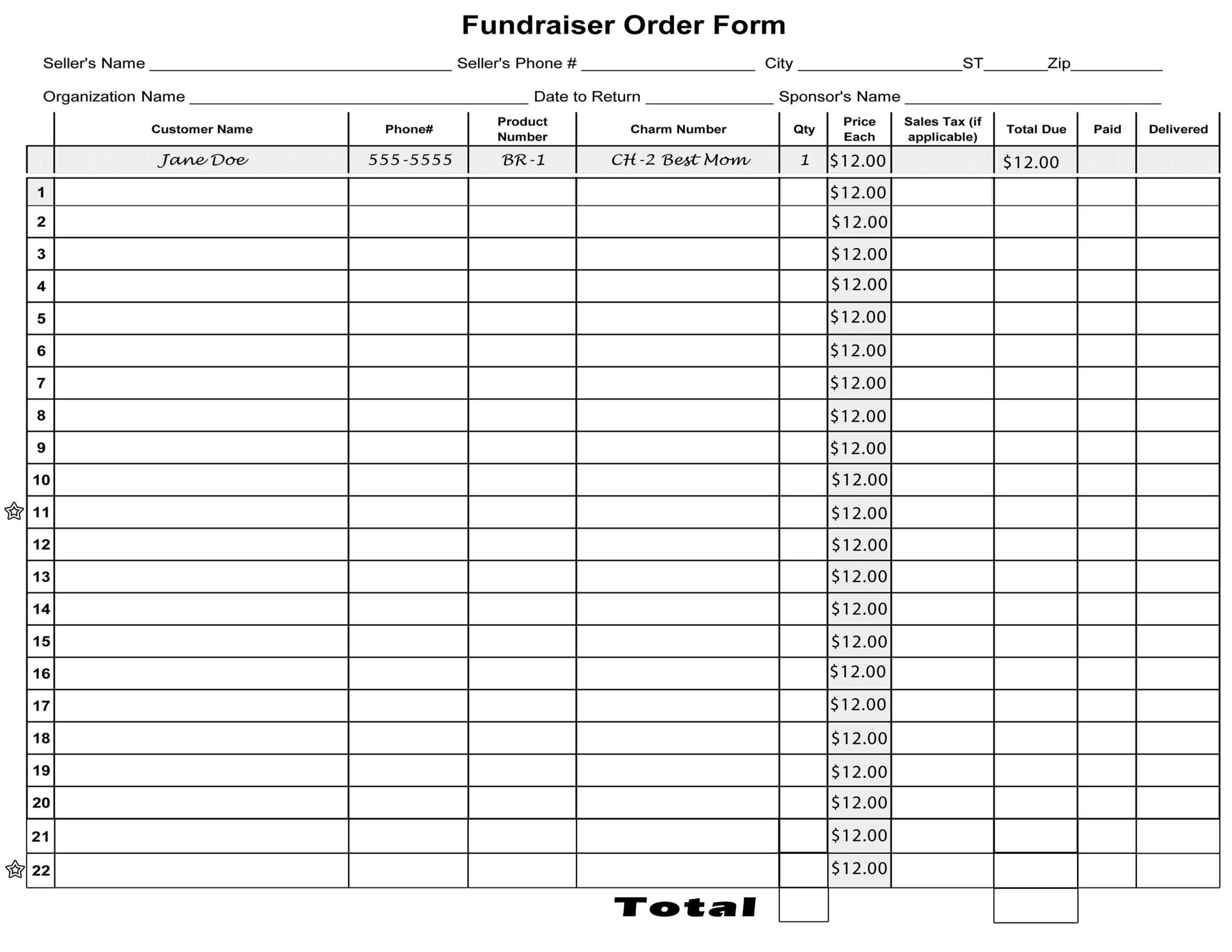 Free Blank Order Form Template | Blank Fundraiser Order Form Regarding Blank Fundraiser Order Form Template