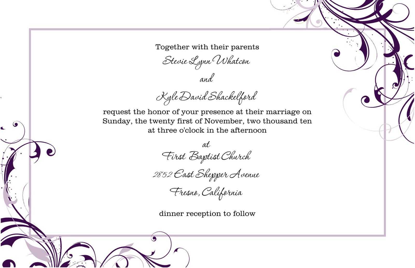 Free Blank Wedding Invitation Templates For Microsoft Word With Regard To Free Dinner Invitation Templates For Word
