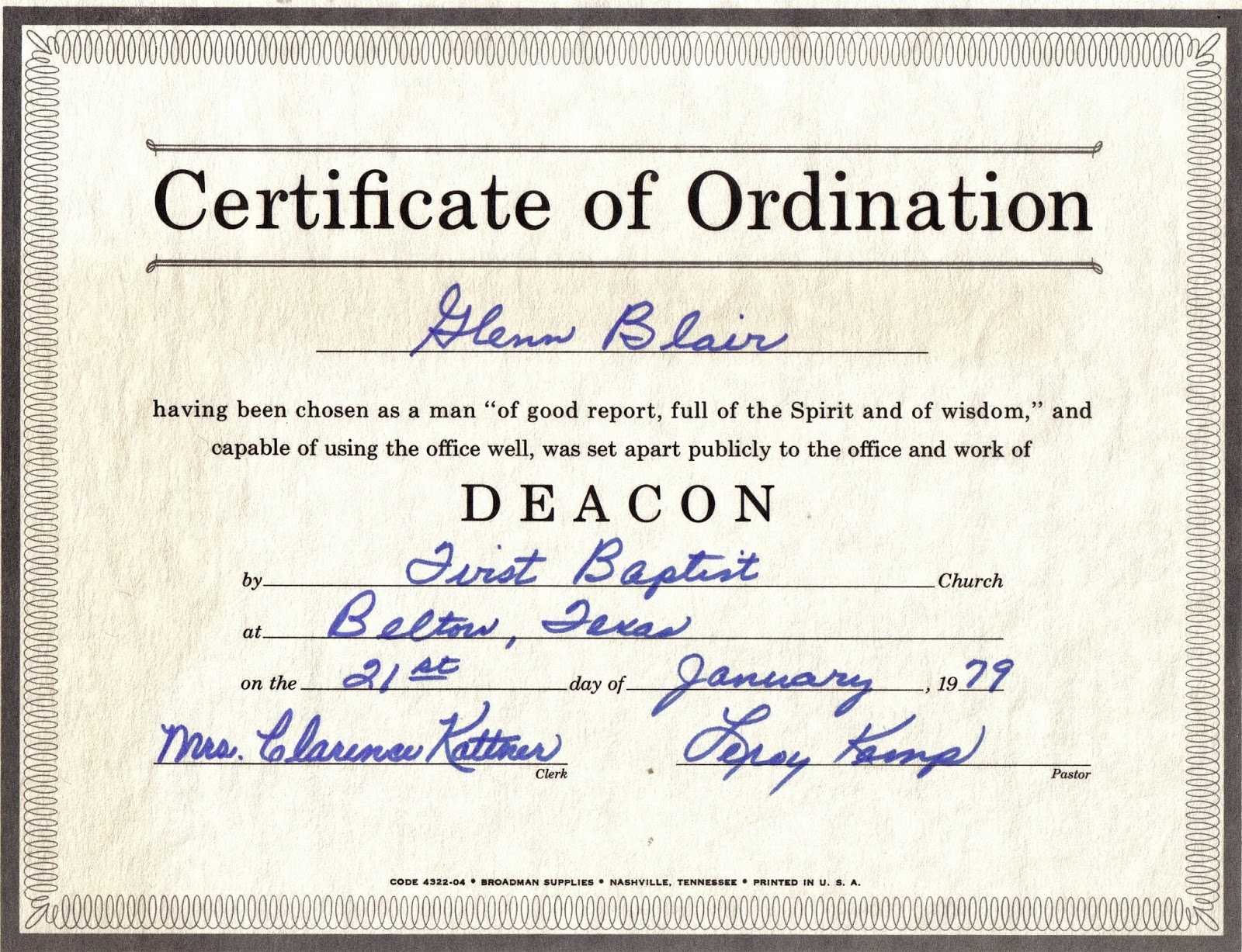 Free Certification: Free Ordination Certificate For Ordination Certificate Templates