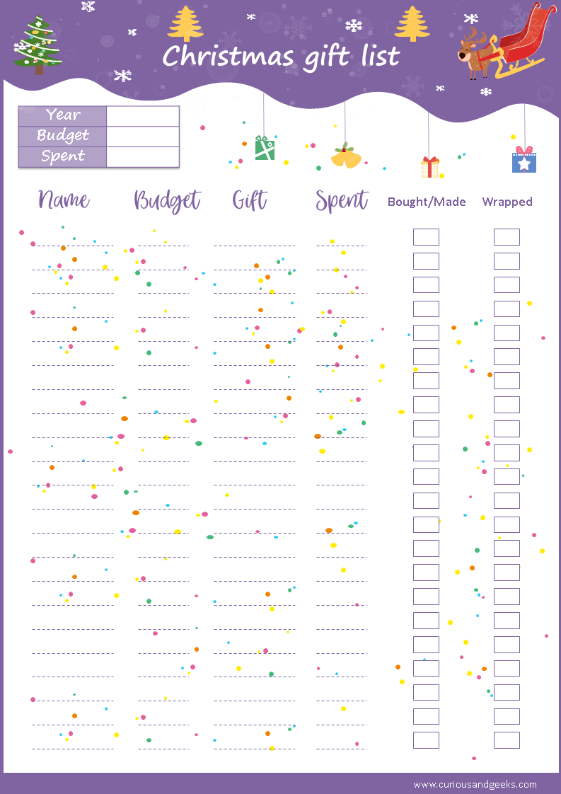 Free Christmas List Templates + An Excel Version – Curious In Christmas Card List Template