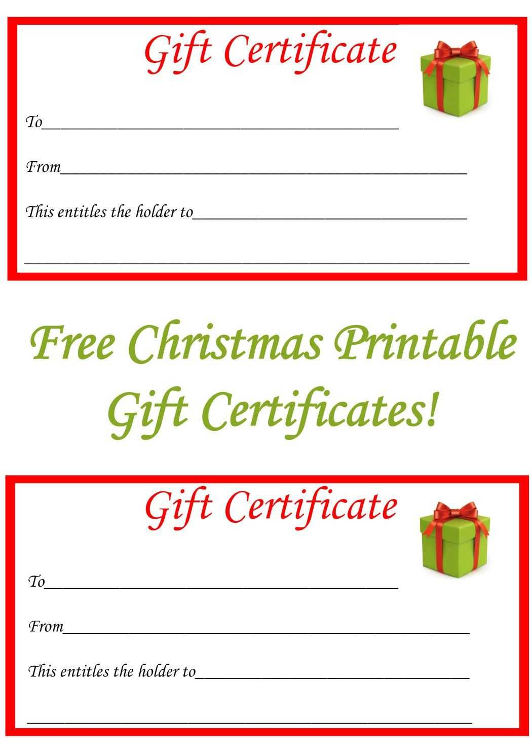Free Christmas Printable Gift Certificates | Free Gift Regarding Homemade Christmas Gift Certificates Templates