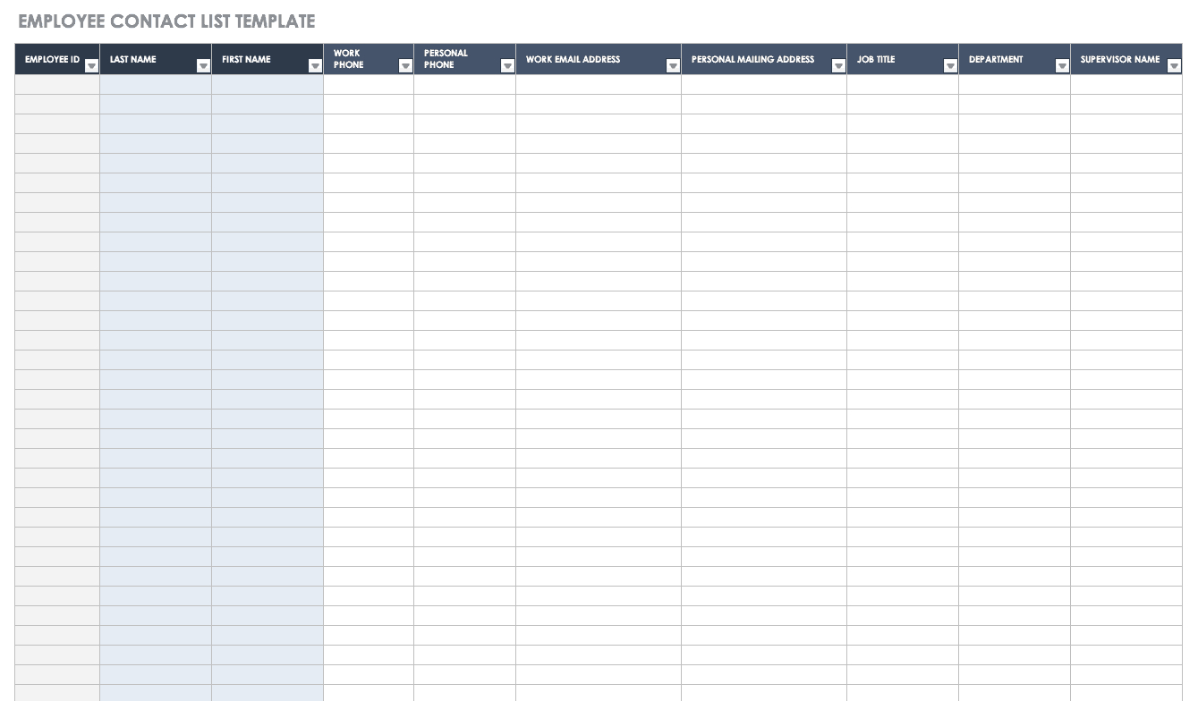 Free Contact List Templates | Smartsheet Inside Emergency Contact Card Template