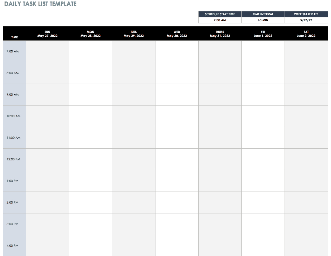 Free Daily Schedule Templates For Excel – Smartsheet Intended For Daily Task List Template Word