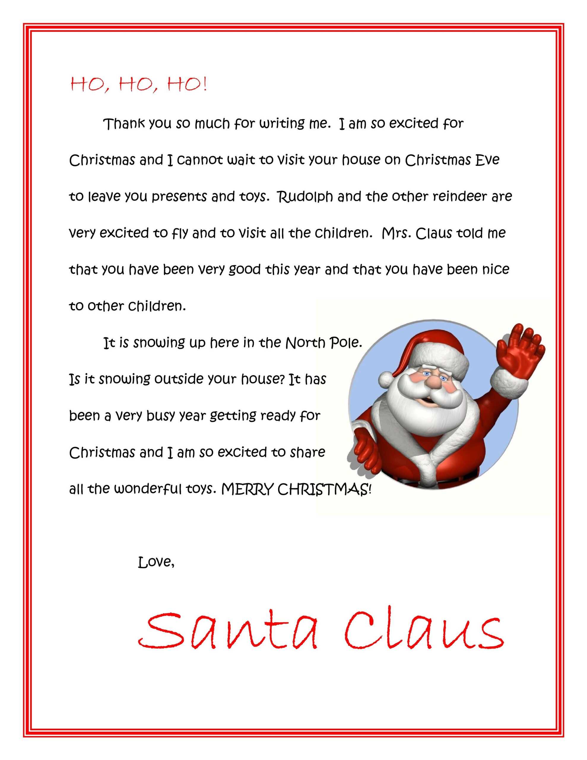 Free Dear Santa Letters Dear Santa Letters | Santa Letter In Letter From Santa Template Word