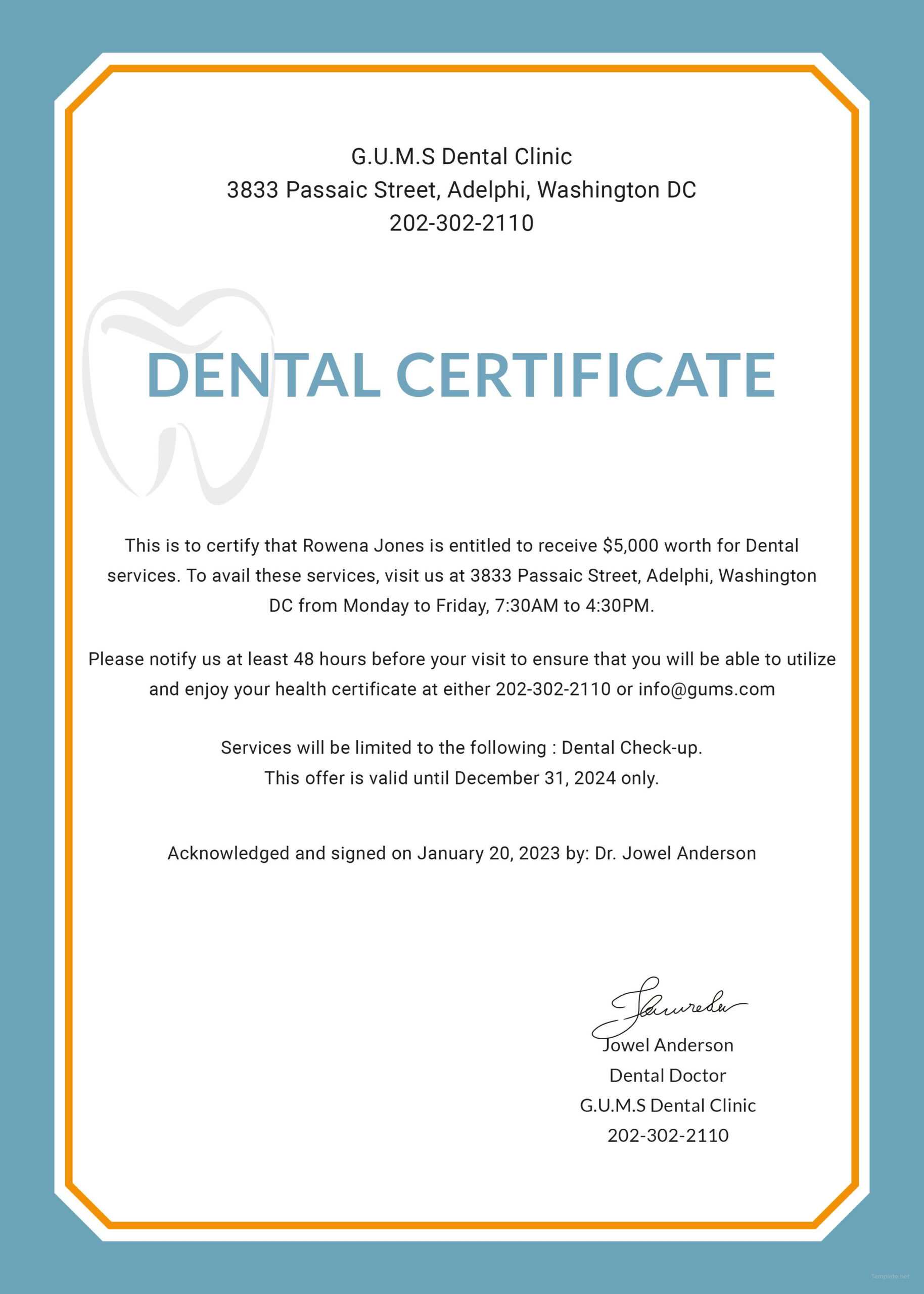 Free Dental Medical Certificate Sample | Free Dental, Dental Throughout Fake Medical Certificate Template Download