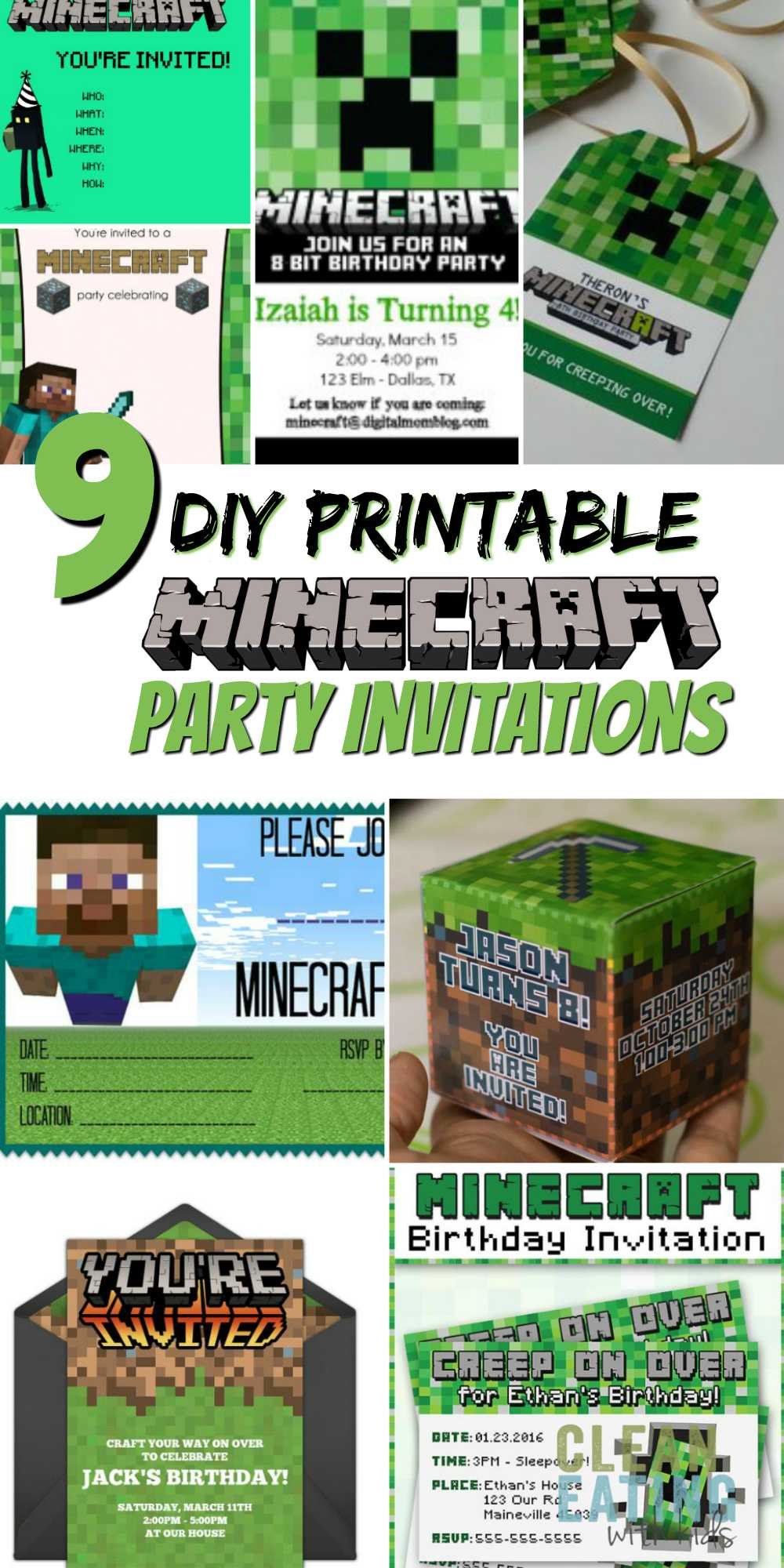 Free Diy Printable Minecraft Birthday Invitation – Clean Throughout Minecraft Birthday Card Template