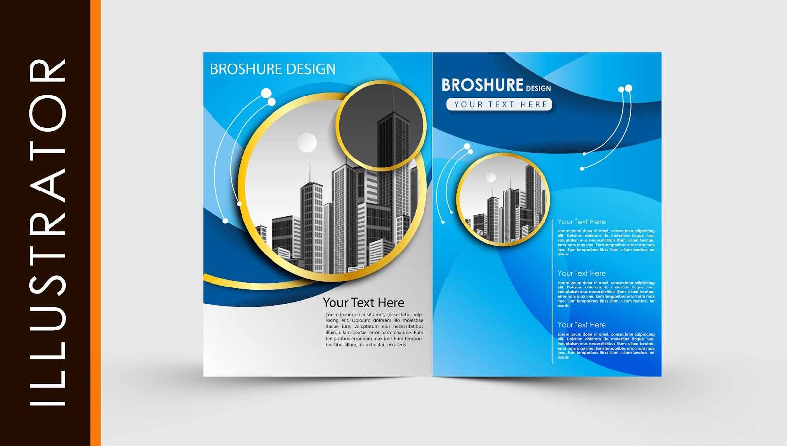 Free Download Adobe Illustrator Template Brochure Two Fold With Regard To Illustrator Brochure Templates Free Download