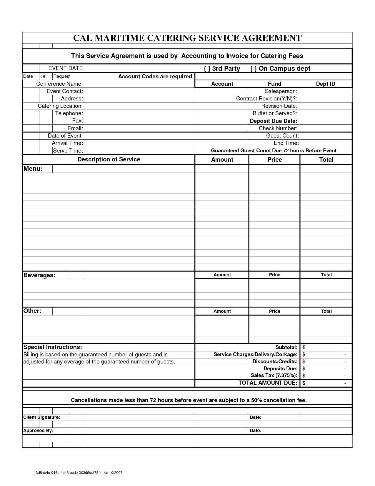 Free Downloadable Catering Contracts Forms | Catering Throughout Catering Contract Template Word