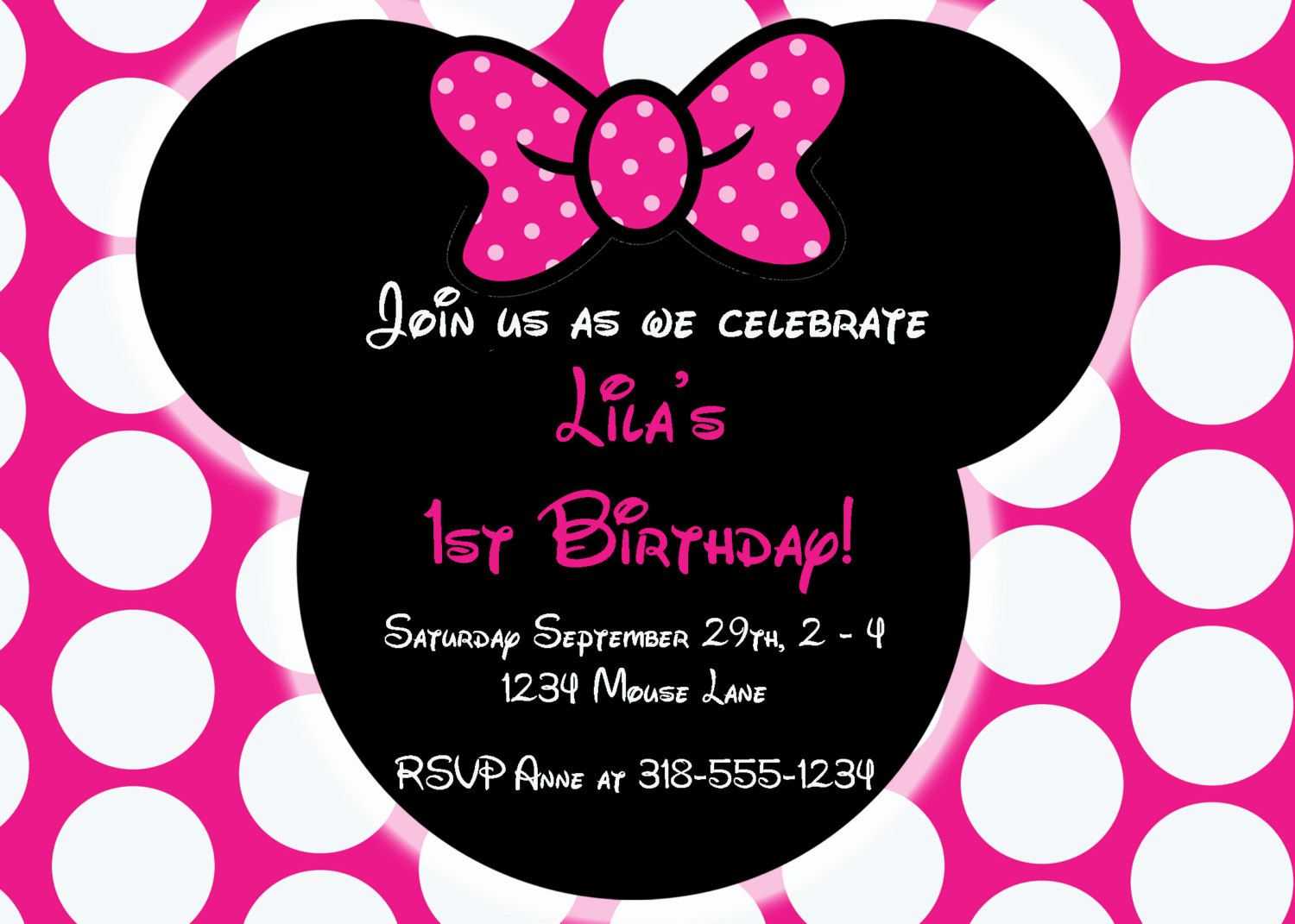 Free Editable Minnie Mouse Birthday Invitations In 2019 In Minnie Mouse Card Templates