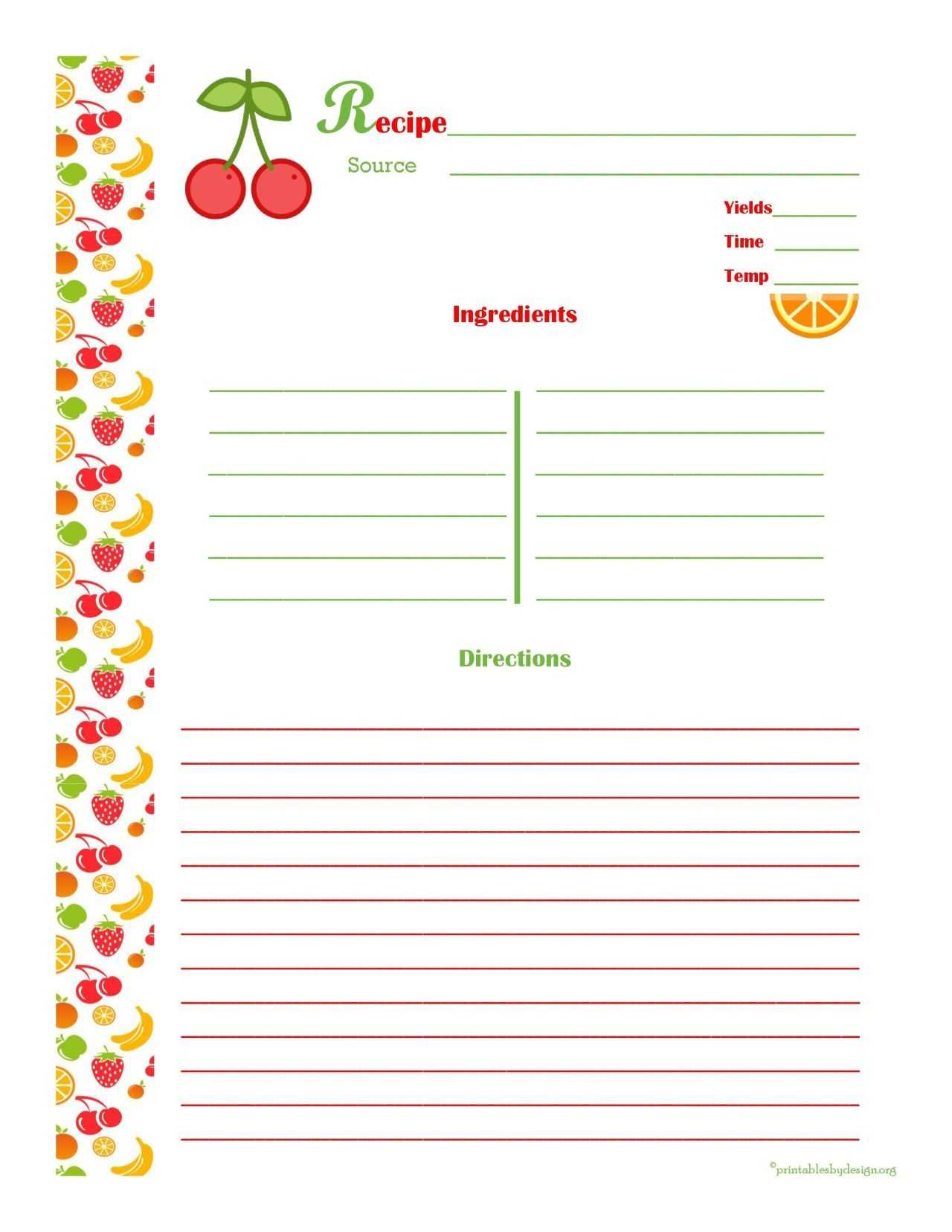 Free Editable Recipe Card Templates For Microsoft Word Pertaining To Free Recipe Card Templates For Microsoft Word