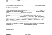 Free Employment (Income) Verification Letter Template - Pdf for Employment Verification Letter Template Word