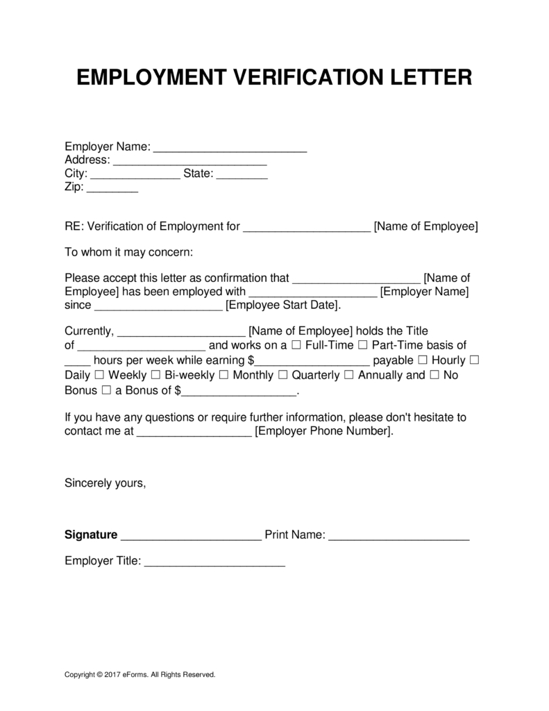 Free Employment (Income) Verification Letter Template - Pdf For Employment Verification Letter Template Word