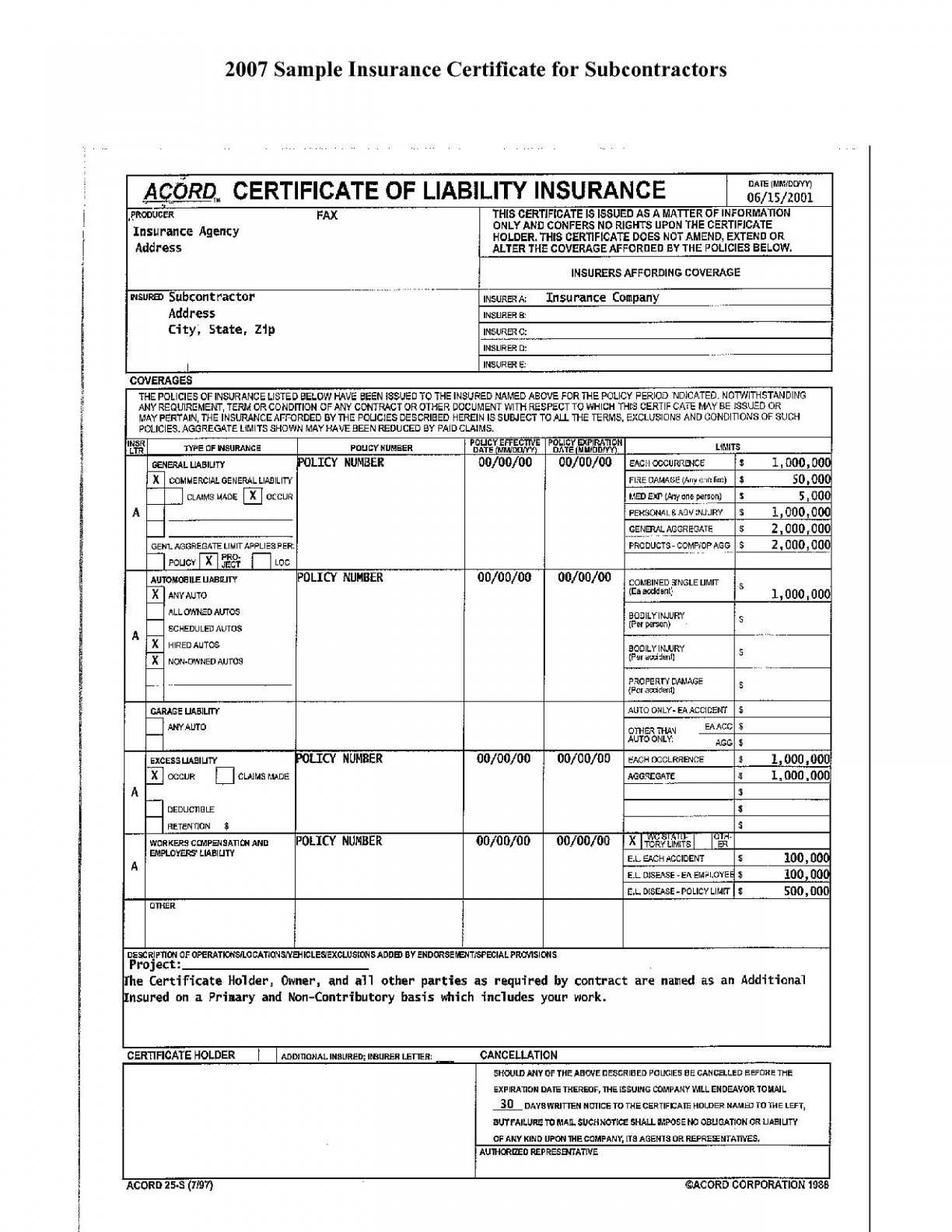 Free Fillable Acord Forms - Climatejourney Regarding Acord Insurance Certificate Template