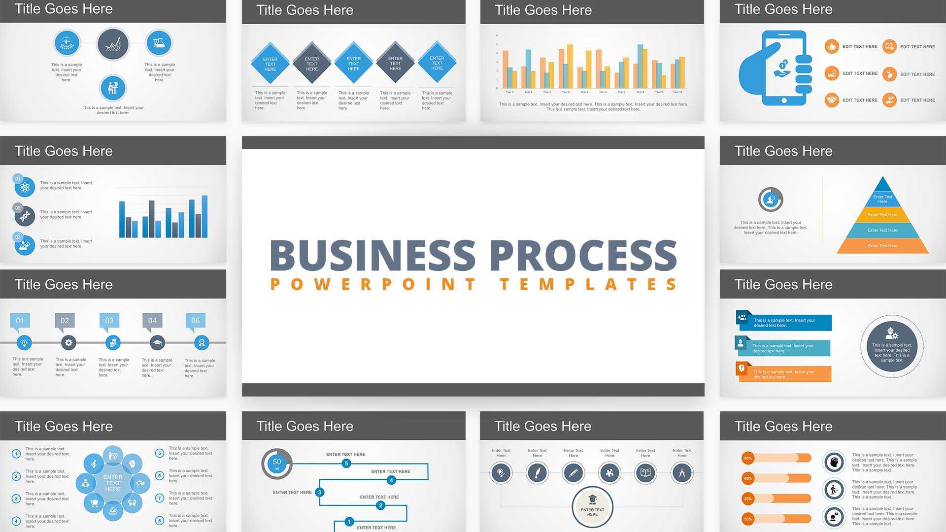 Free Flat Business Process Diagram Powerpoint Template Within Powerpoint Default Template