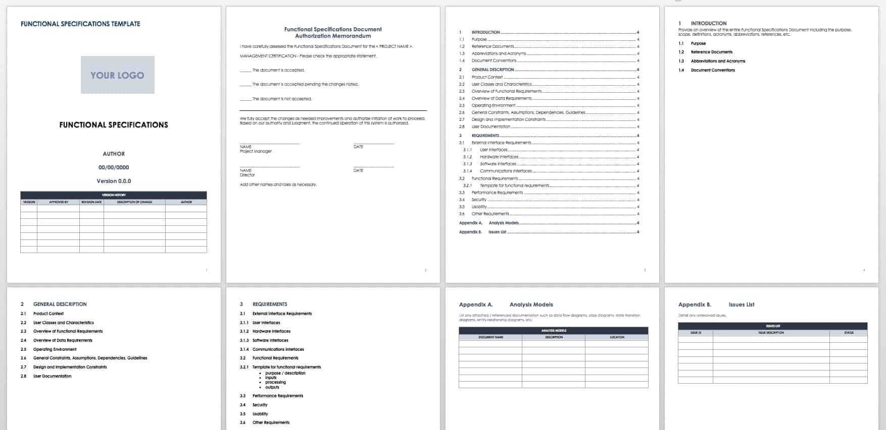 Free Functional Specification Templates | Smartsheet For Report Specification Template