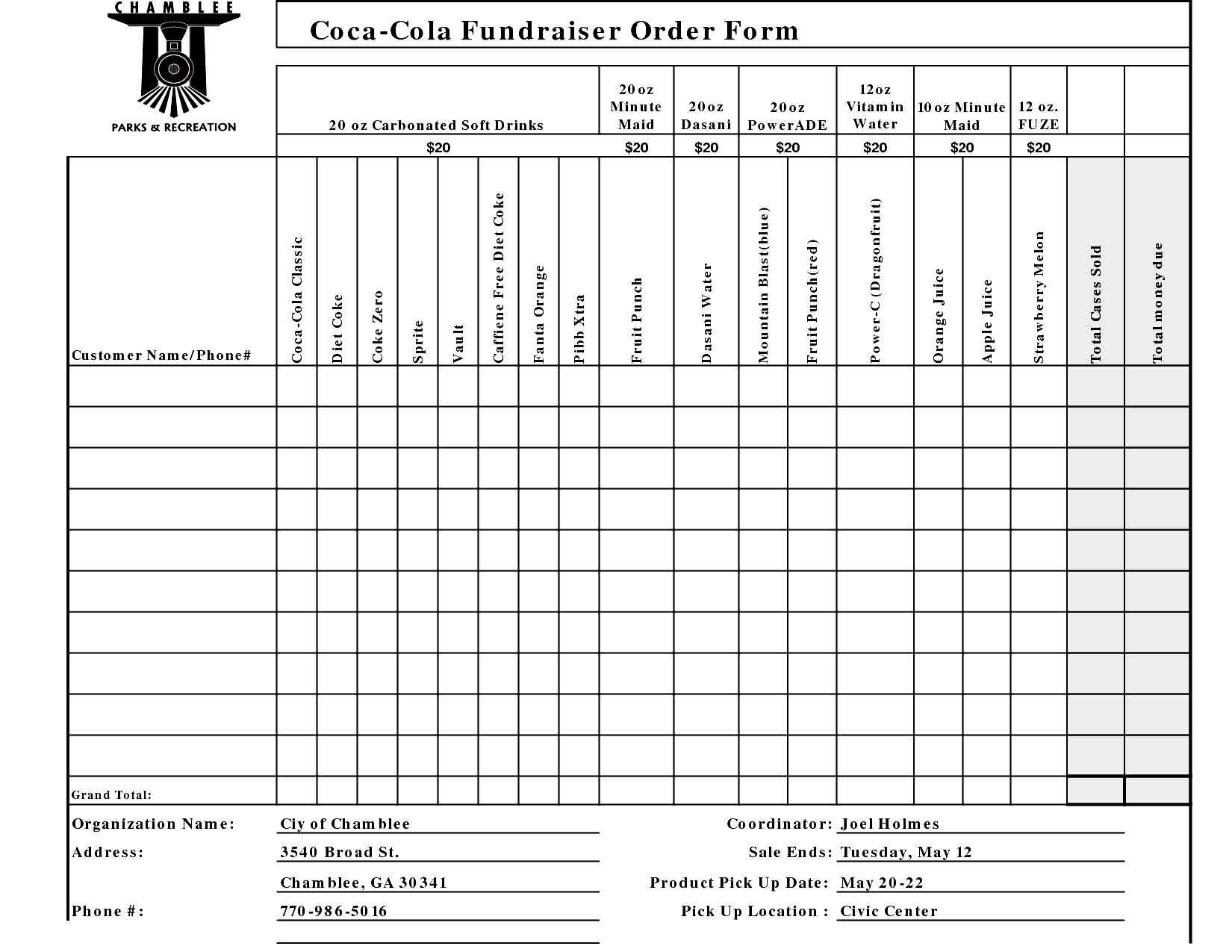 Free Fundraiser Order Form Template Excel | Besttemplates123 Regarding Blank Fundraiser Order Form Template