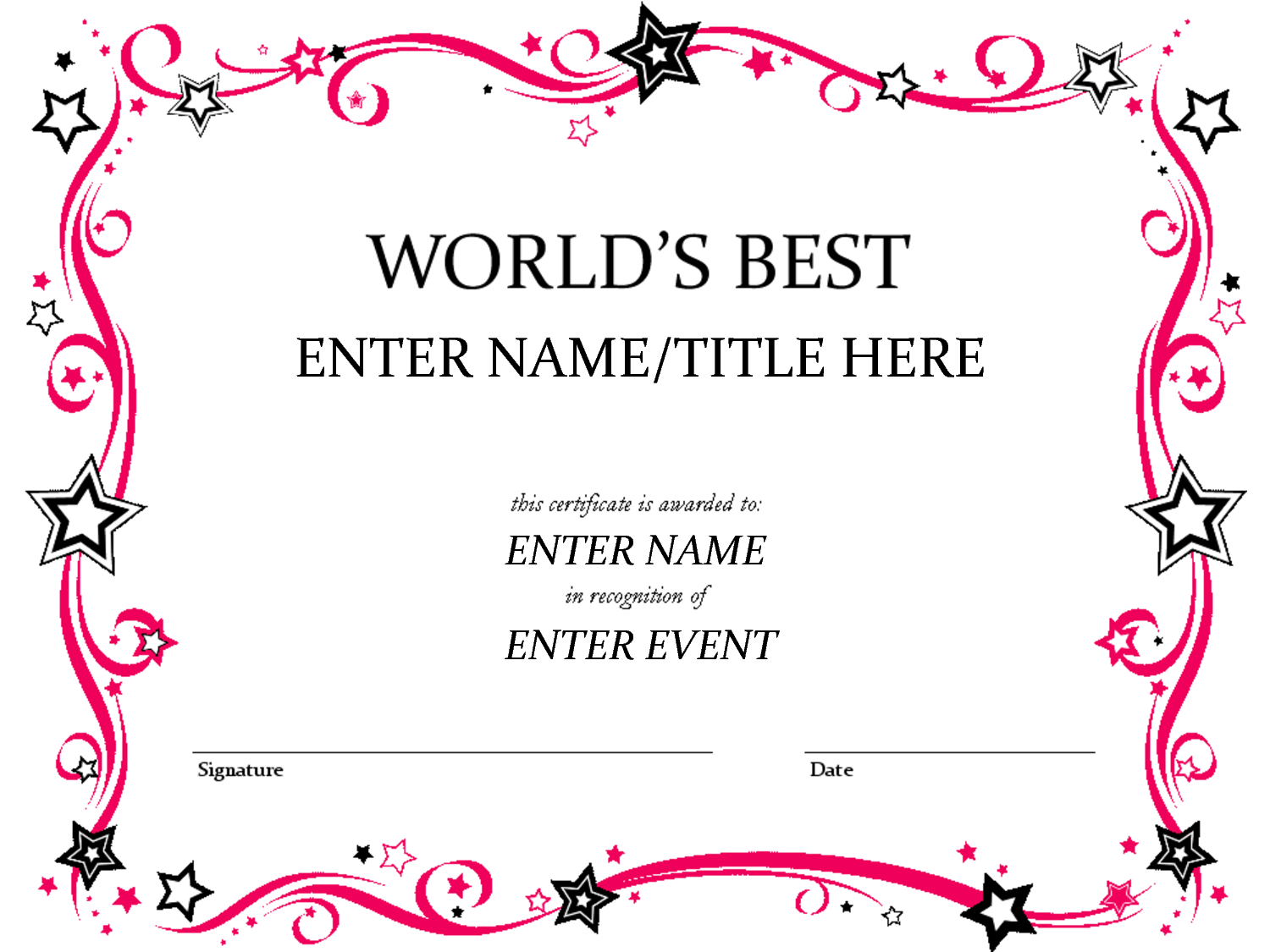 Free Funny Award Certificates Templates | Worlds Best Custom Within Funny Certificate Templates