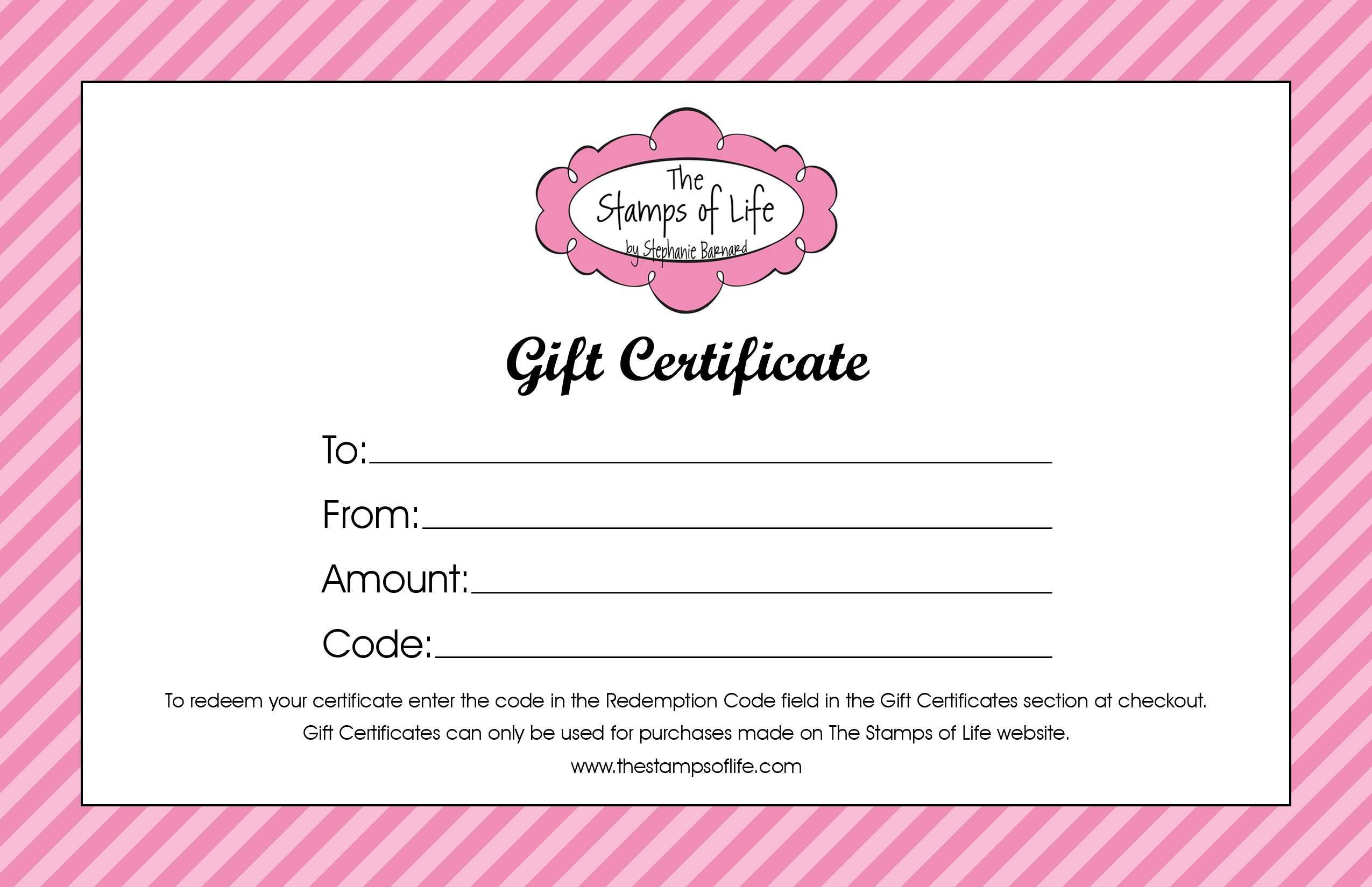 Free Gift Certificate Template | Dattstar In Custom Gift Certificate Template