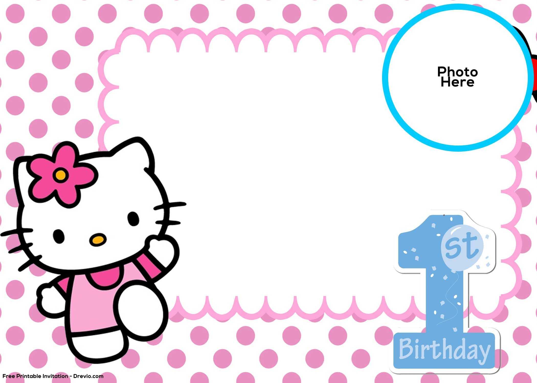 Free Hello Kitty 1St Birthday Invitation Template | Hello With Hello Kitty Birthday Banner Template Free