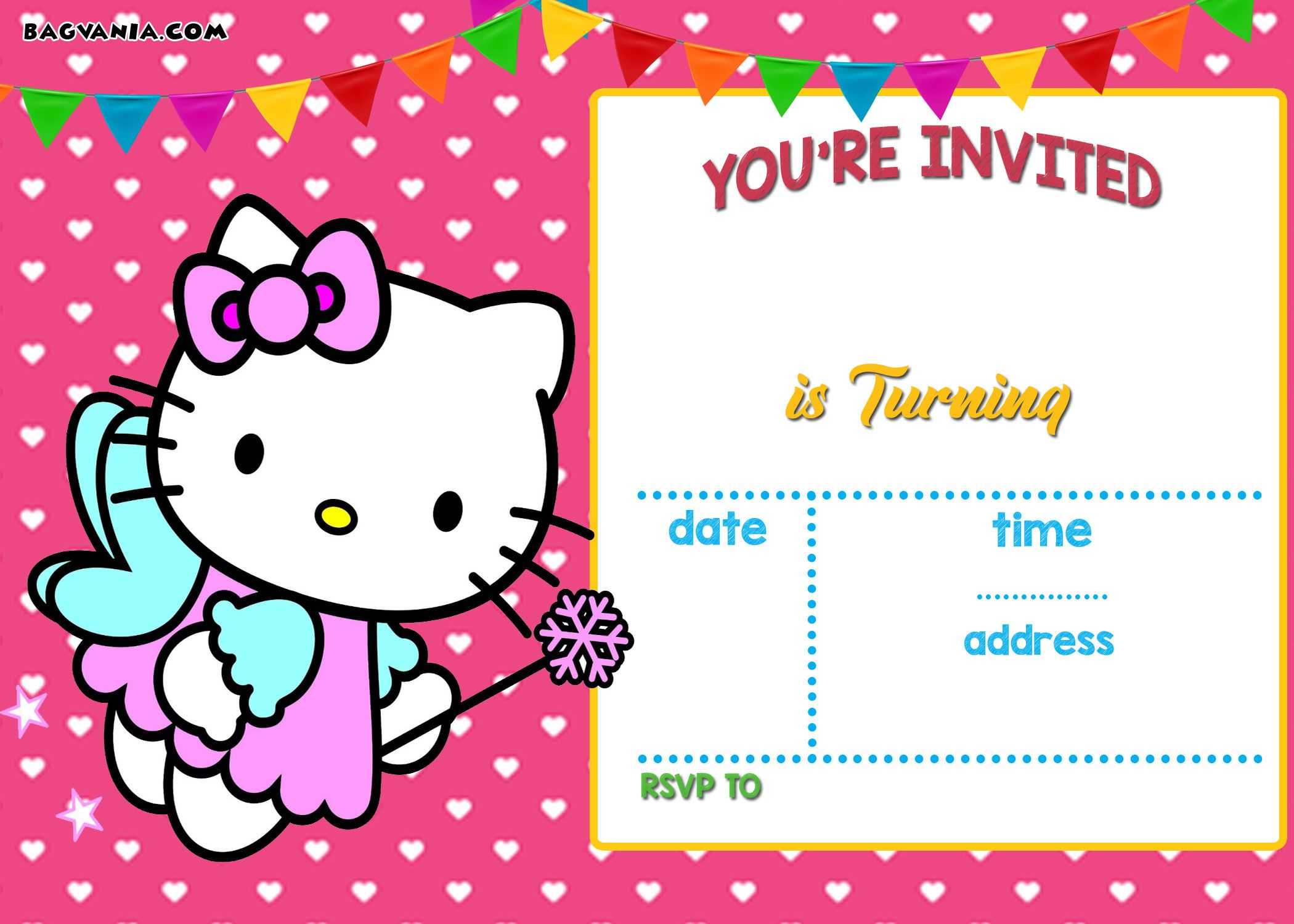 Free Hello Kitty Invitation Templates | Hello Kitty Birthday Throughout Hello Kitty Birthday Card Template Free