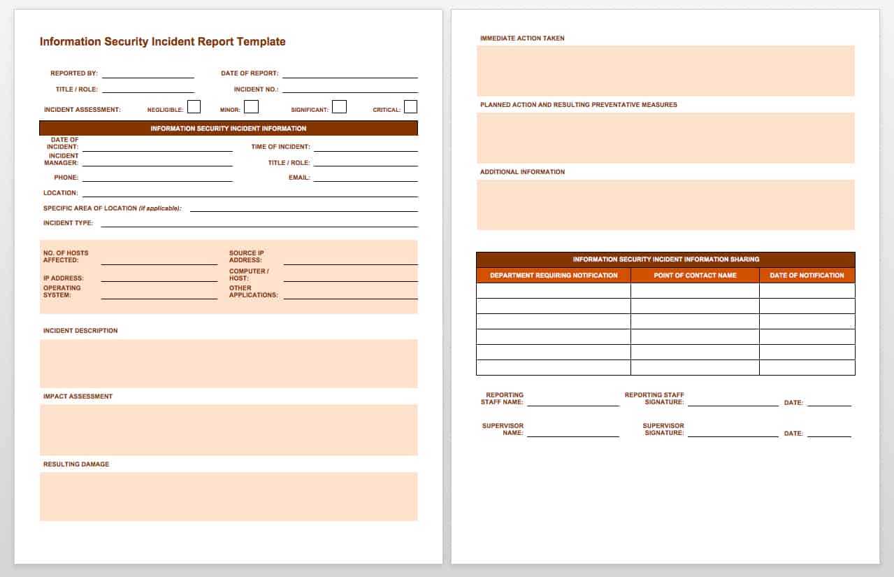 Free Incident Report Templates & Forms | Smartsheet For Serious Incident Report Template