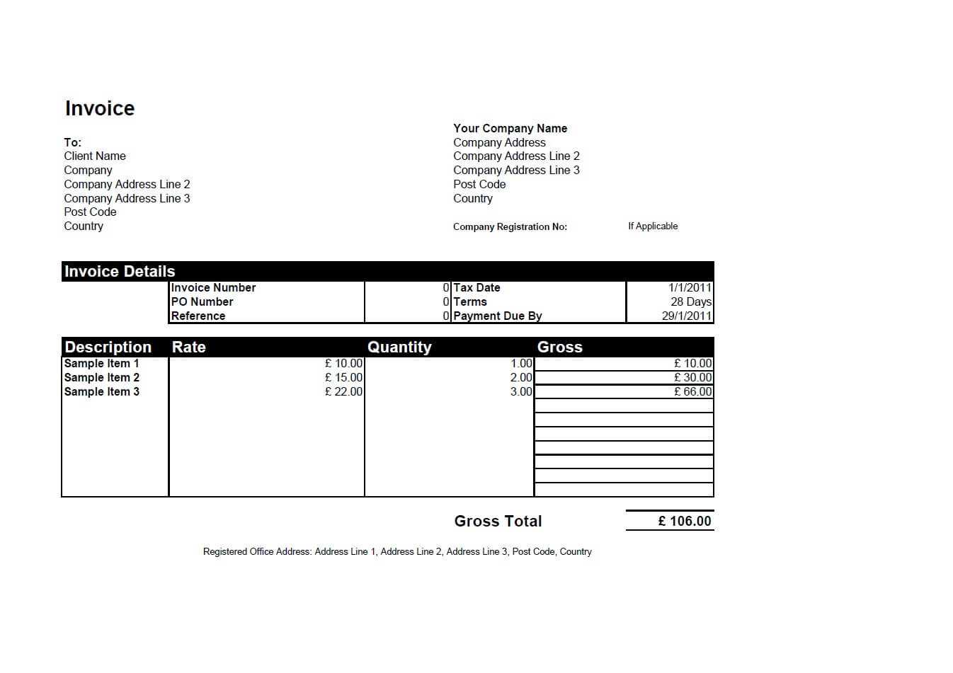 Free Invoice Templates For Word, Excel, Open Office In Free Downloadable Invoice Template For Word