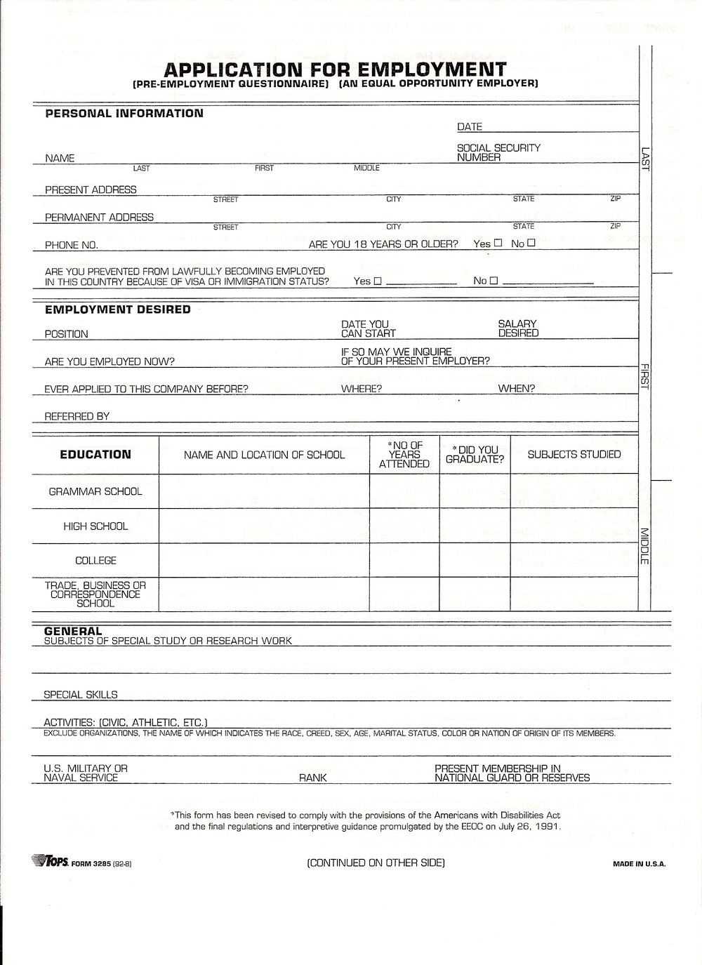 Free Job Application Form | Job Application Form, Job With Regard To Employment Application Template Microsoft Word