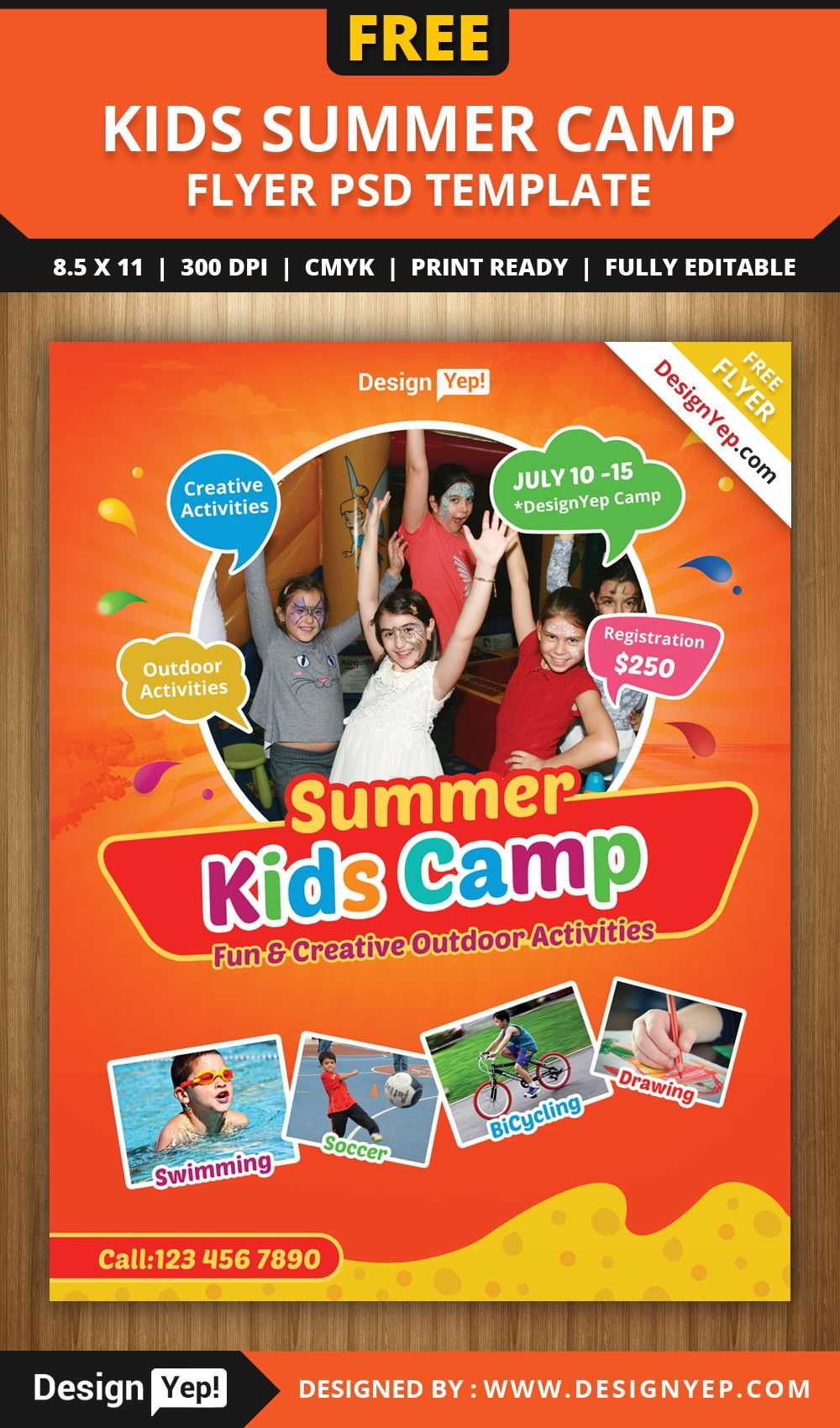 Free Kids Summer Camp Flyer Psd Template 8585 Designyep Throughout Summer Camp Brochure Template Free Download