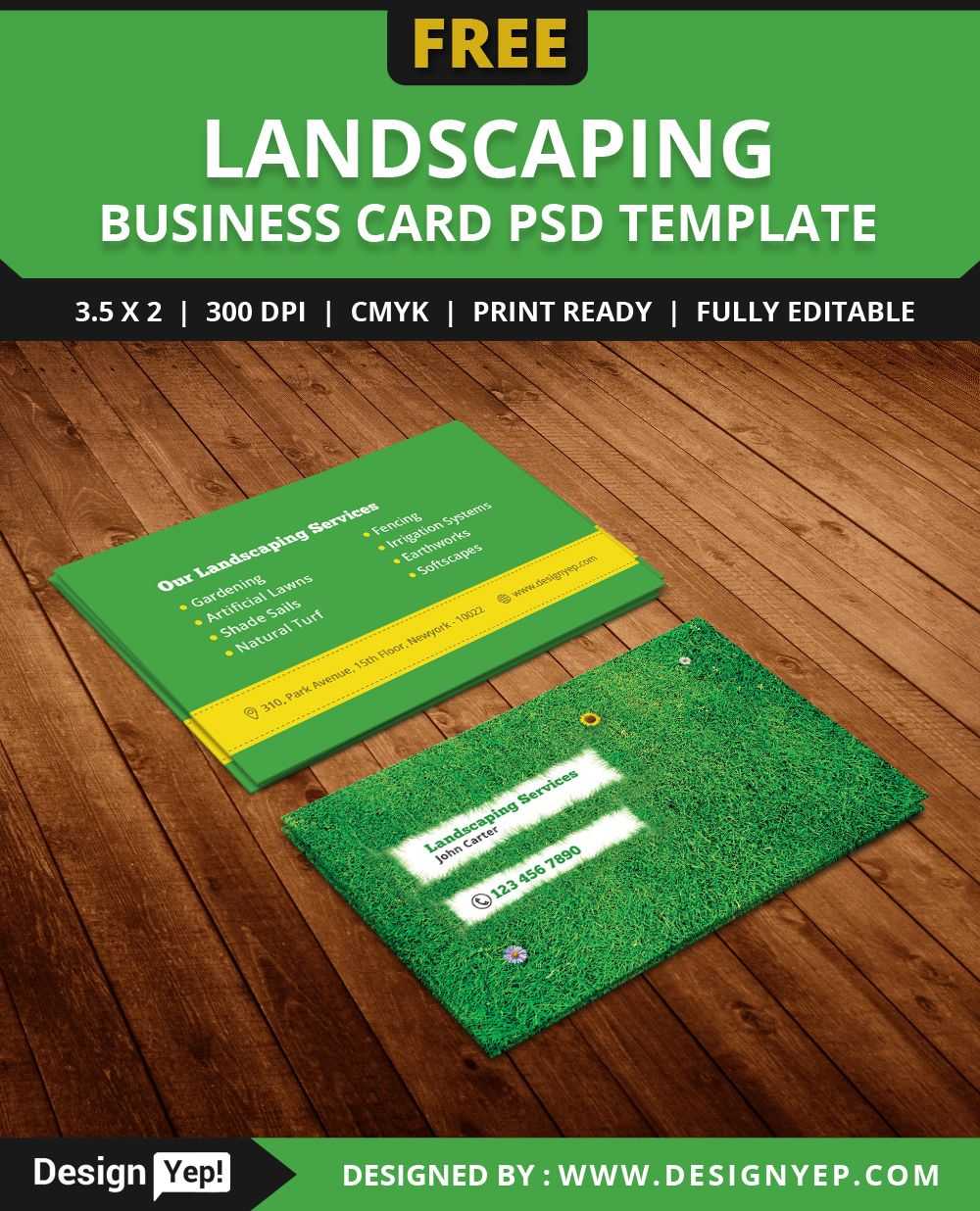 Free Landscaping Business Card Template Psd | Free Business For Gardening Business Cards Templates