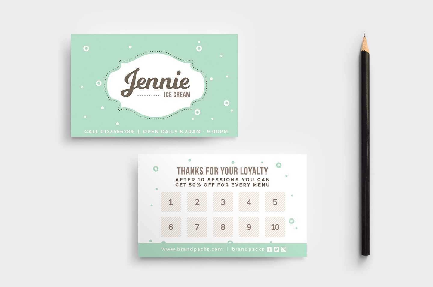 Free Loyalty Card Templates – Psd, Ai & Vector – Brandpacks Intended For Business Punch Card Template Free