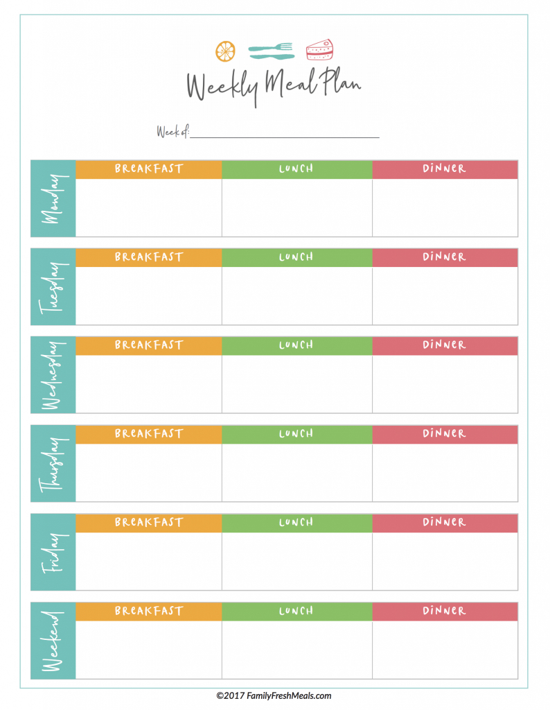 Free Meal Plan Printables – Family Fresh Meals In Blank Meal Plan Template