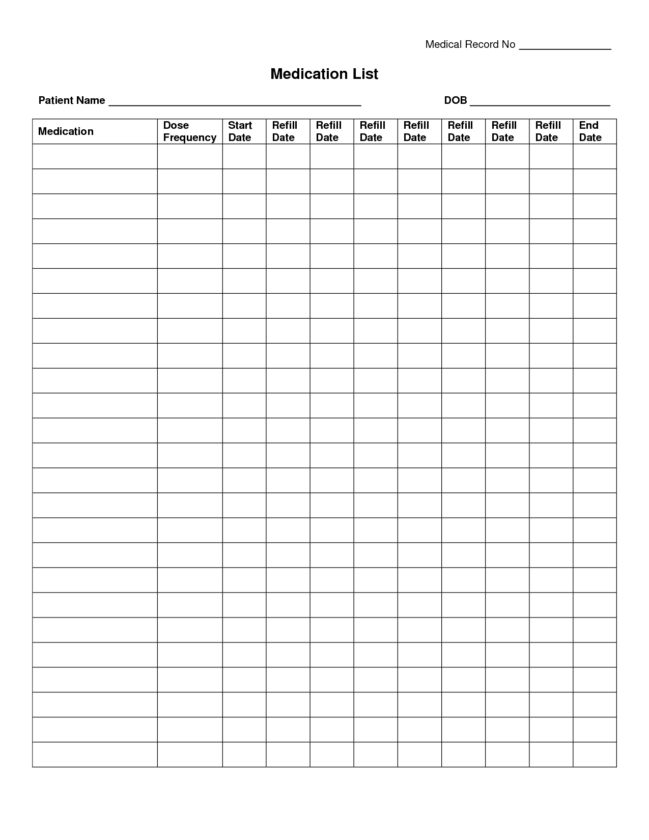Free Medication Administration Record Template Excel – Yahoo Throughout Blank Medication List Templates
