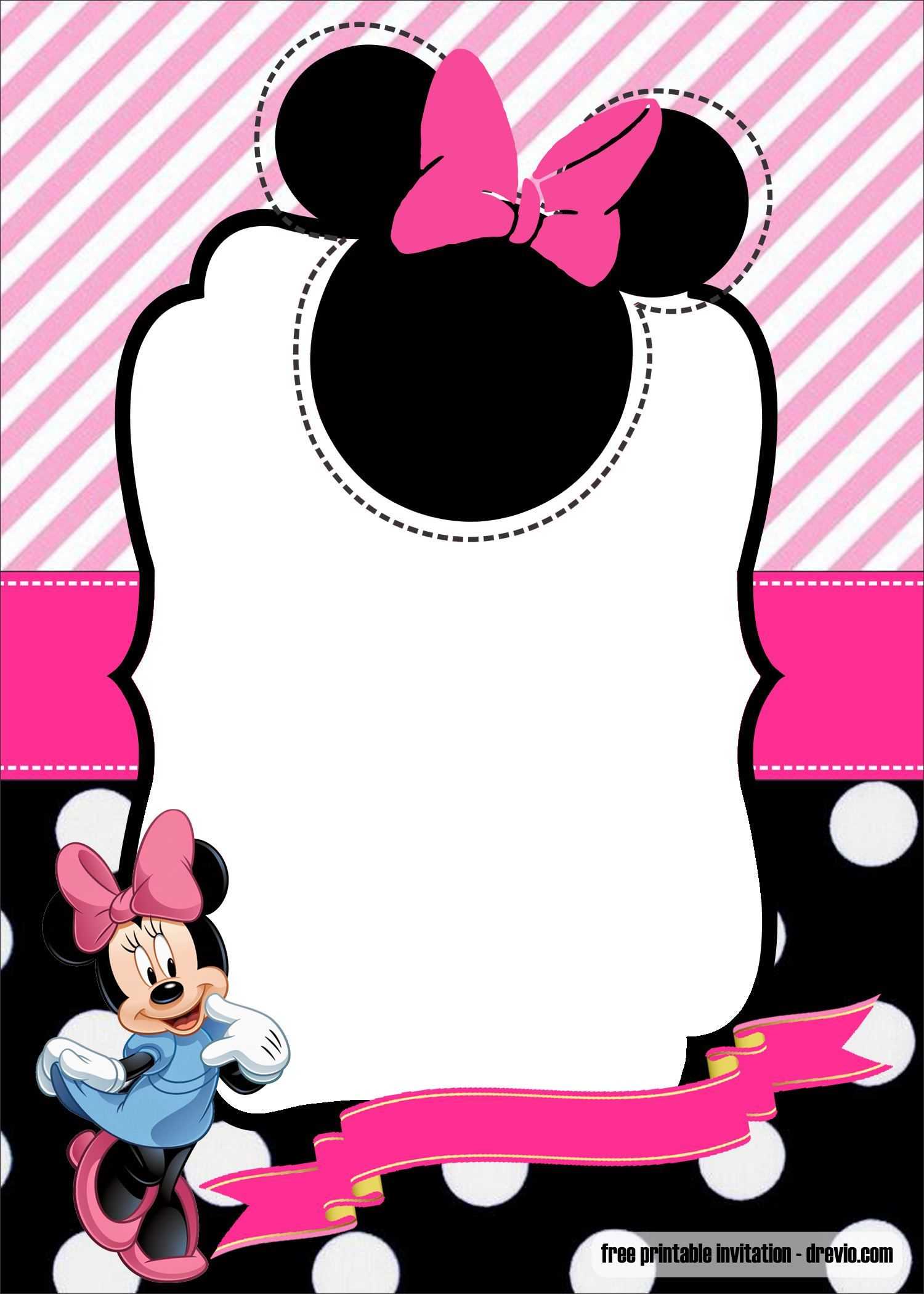 Free Minnie Mouse 1St Birthday Invitation Template | Minnie Intended For Minnie Mouse Card Templates