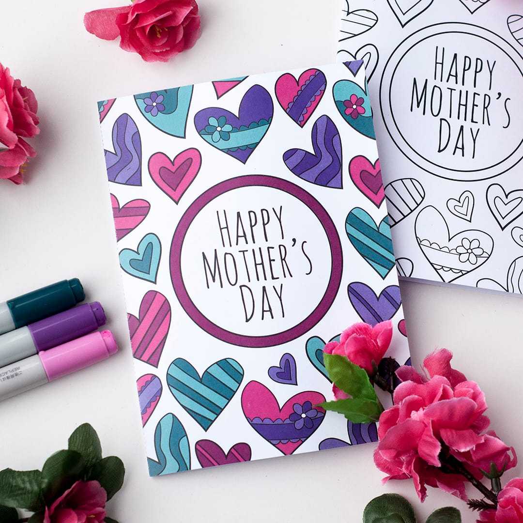 Free Mother's Day Coloring Card For Mothers Day Card Templates