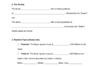 Free Motor Vehicle (Dmv) Bill Of Sale Form - Word | Pdf for Car Bill Of Sale Word Template