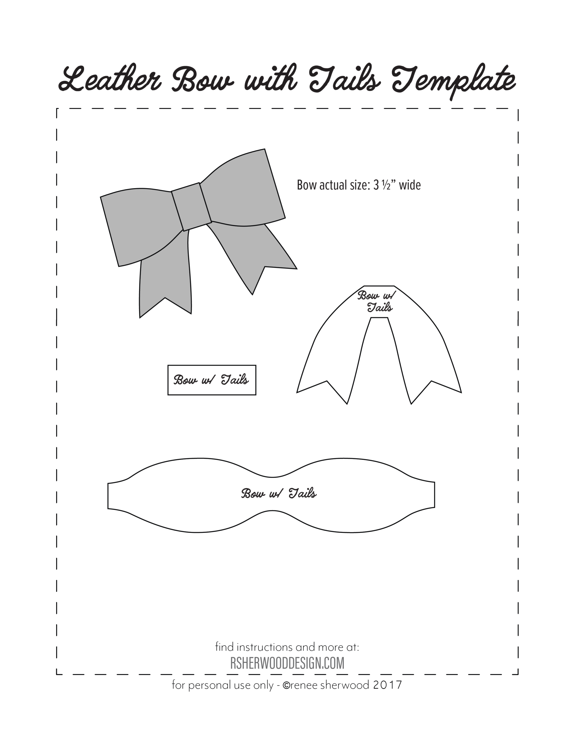 Free No Sew Leather Or Felt Bow Template Download At Www Intended For Headband Card Template
