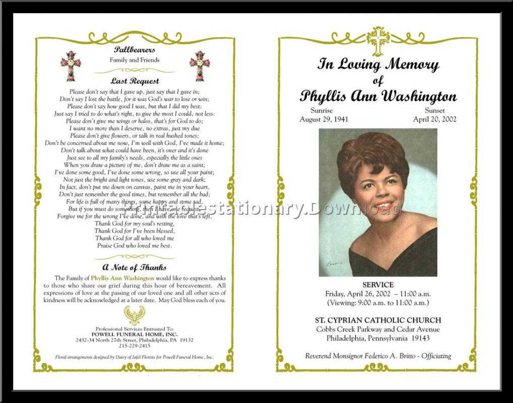 Free Obituary Program Template Download | Template Business Within Memorial Card Template Word