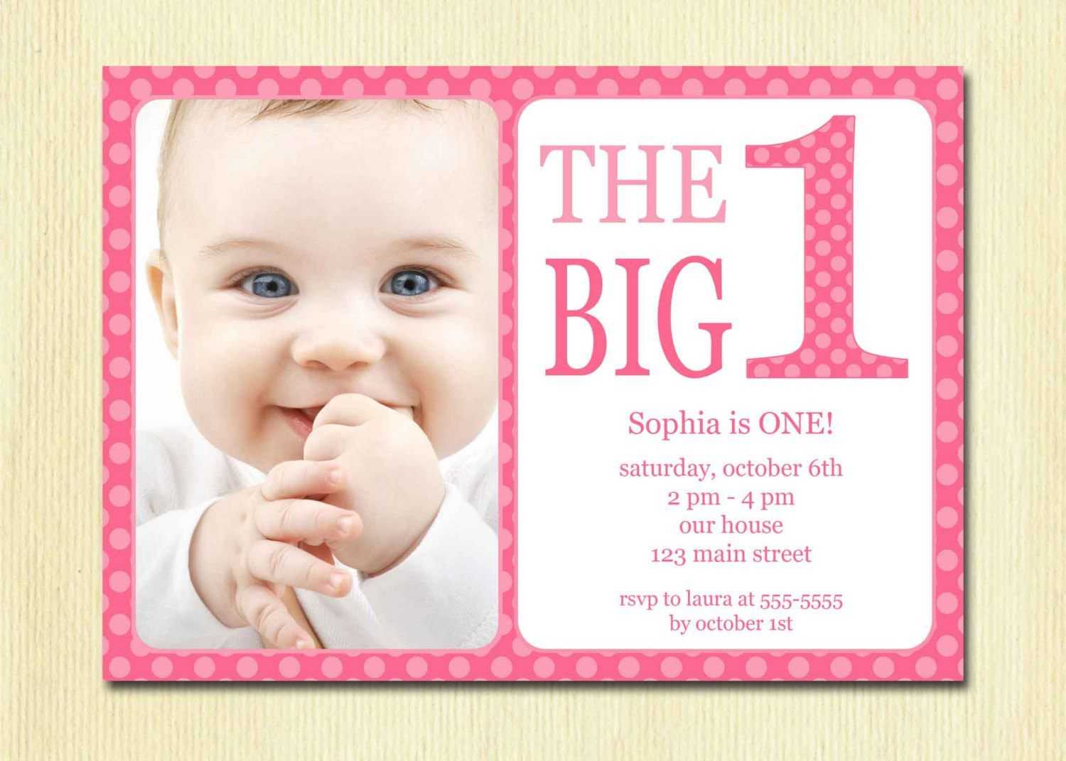 Free Printable 1St Birthday Invitation Template In 2019 Within First Birthday Invitation Card Template