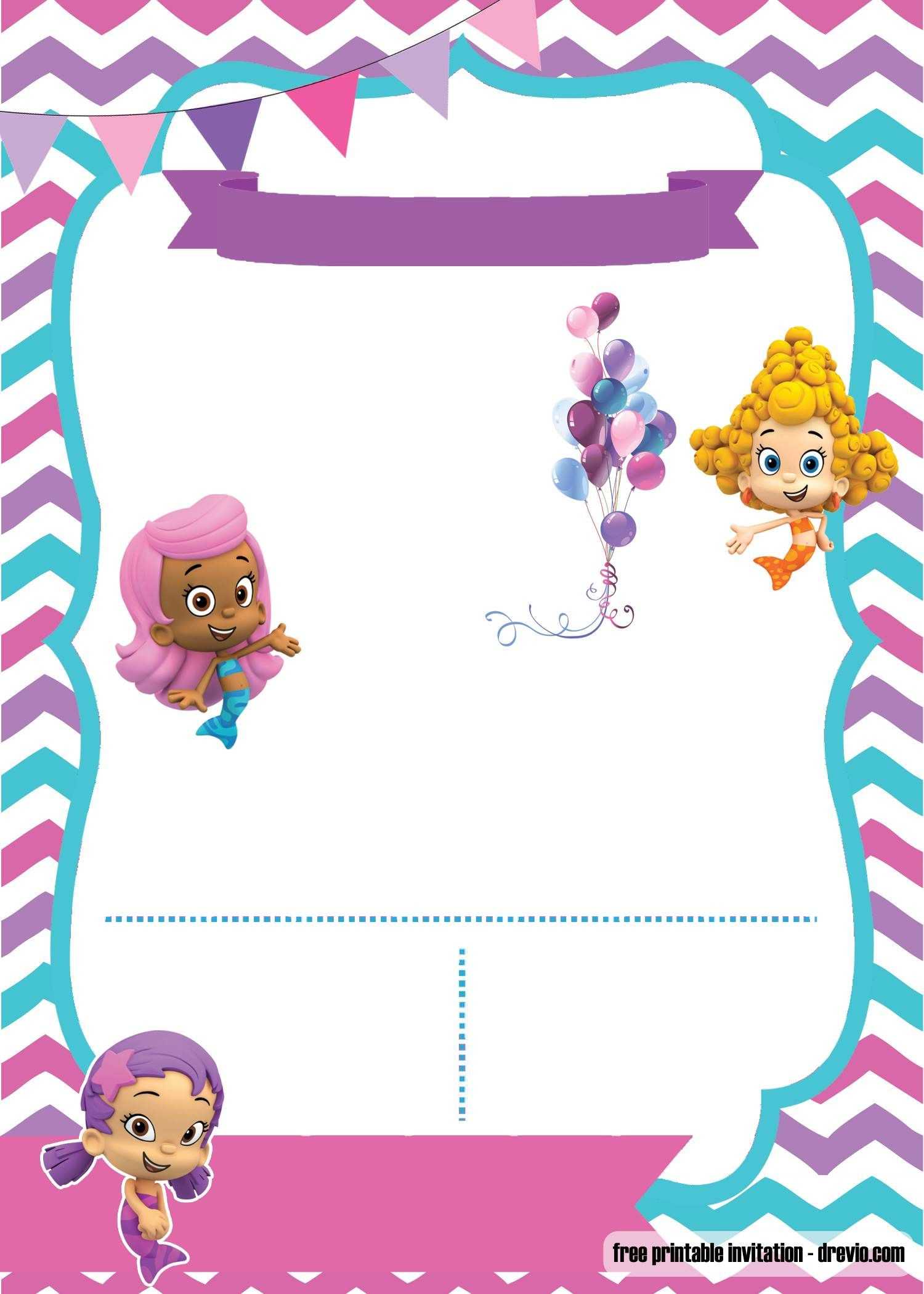 Free Printable Bubble Guppies Invitation Template | Bubble Throughout Bubble Guppies Birthday Banner Template