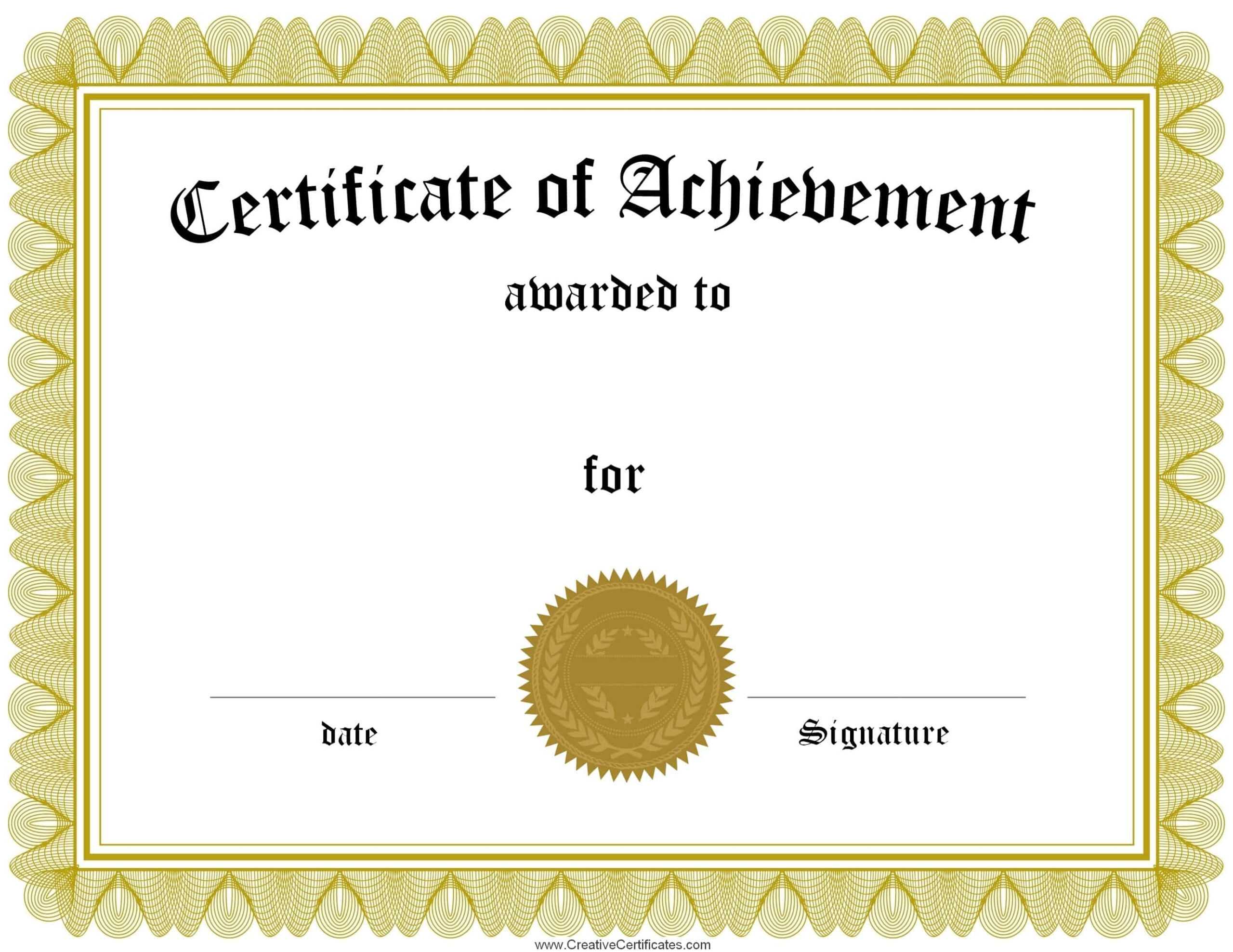 Free Printable Certificate Of Achievement Online Template With Regard To Certificate Of Achievement Template For Kids