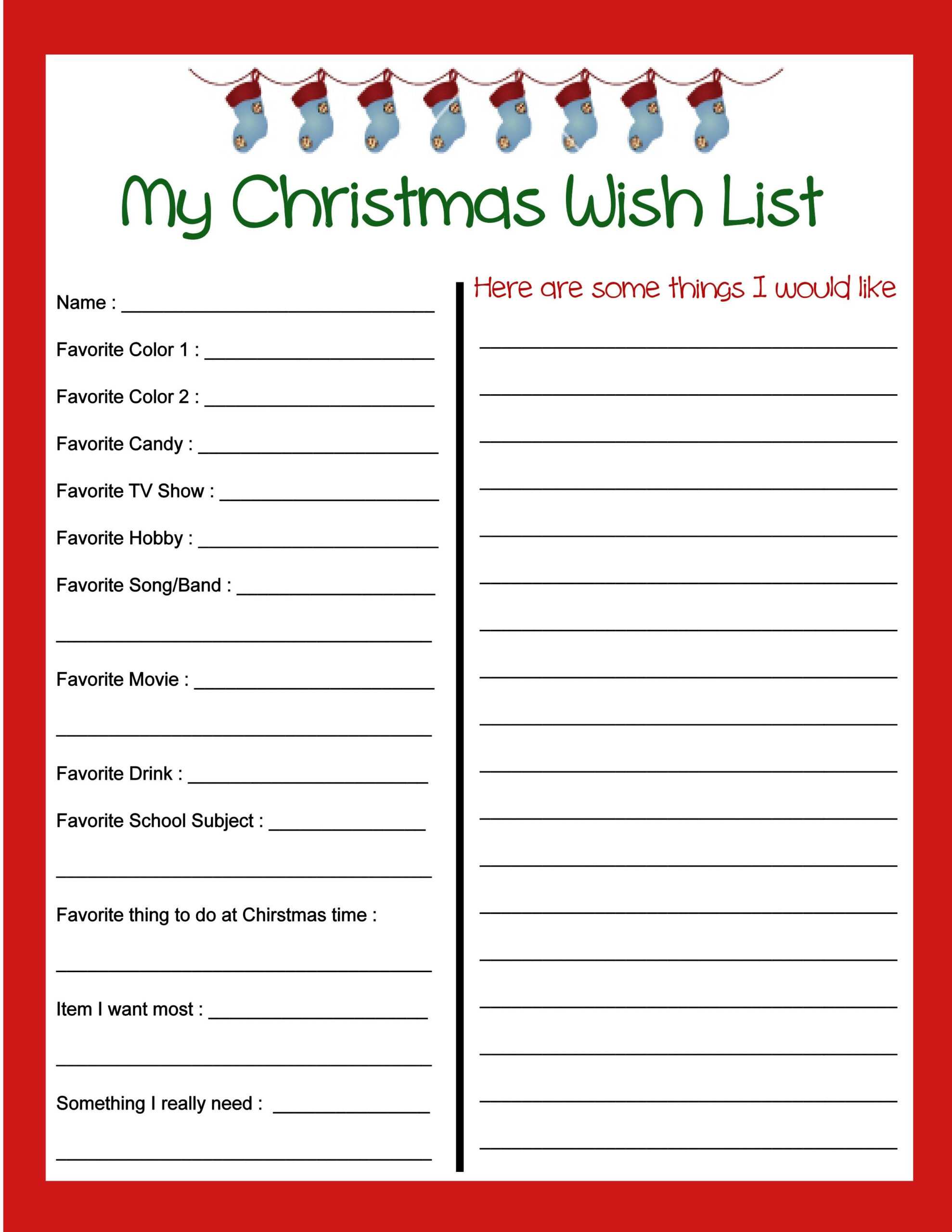 Free Printable Christmas List | Free Printable Intended For Christmas Card List Template
