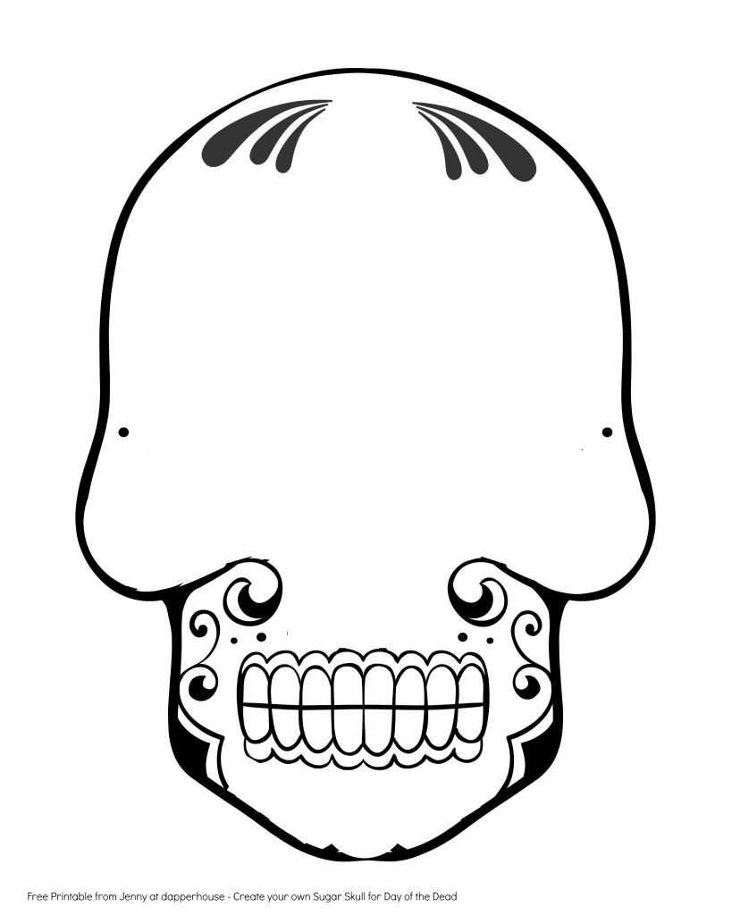 Free Printable Create A Sugar Skull For Day Of The Dead In Blank Sugar Skull Template