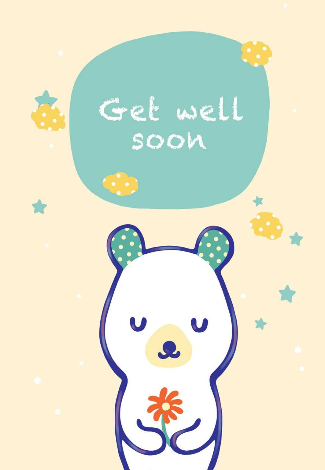 Free Printable Get Well Teddy Bear Greeting Card Get Well Throughout Get Well Soon Card Template