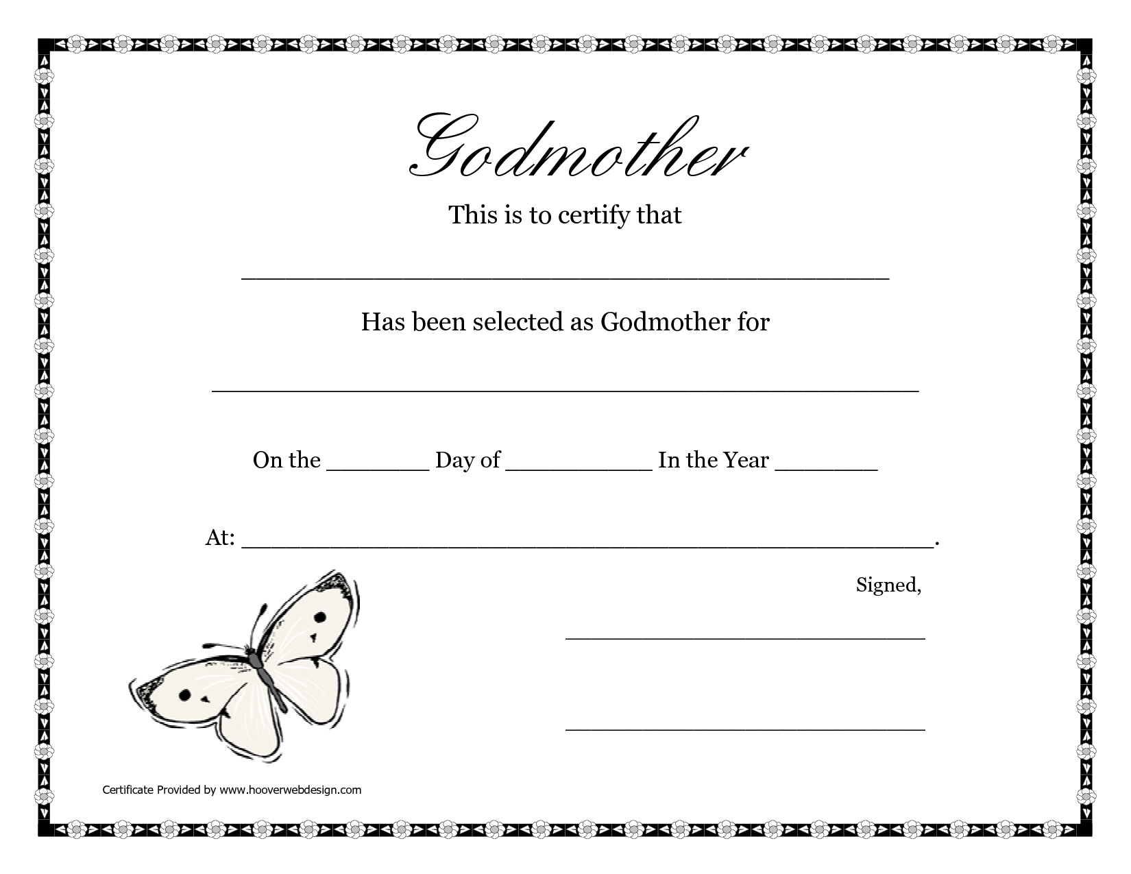 Free Printable Godparent Certificates | Printable Godmother Intended For Walking Certificate Templates