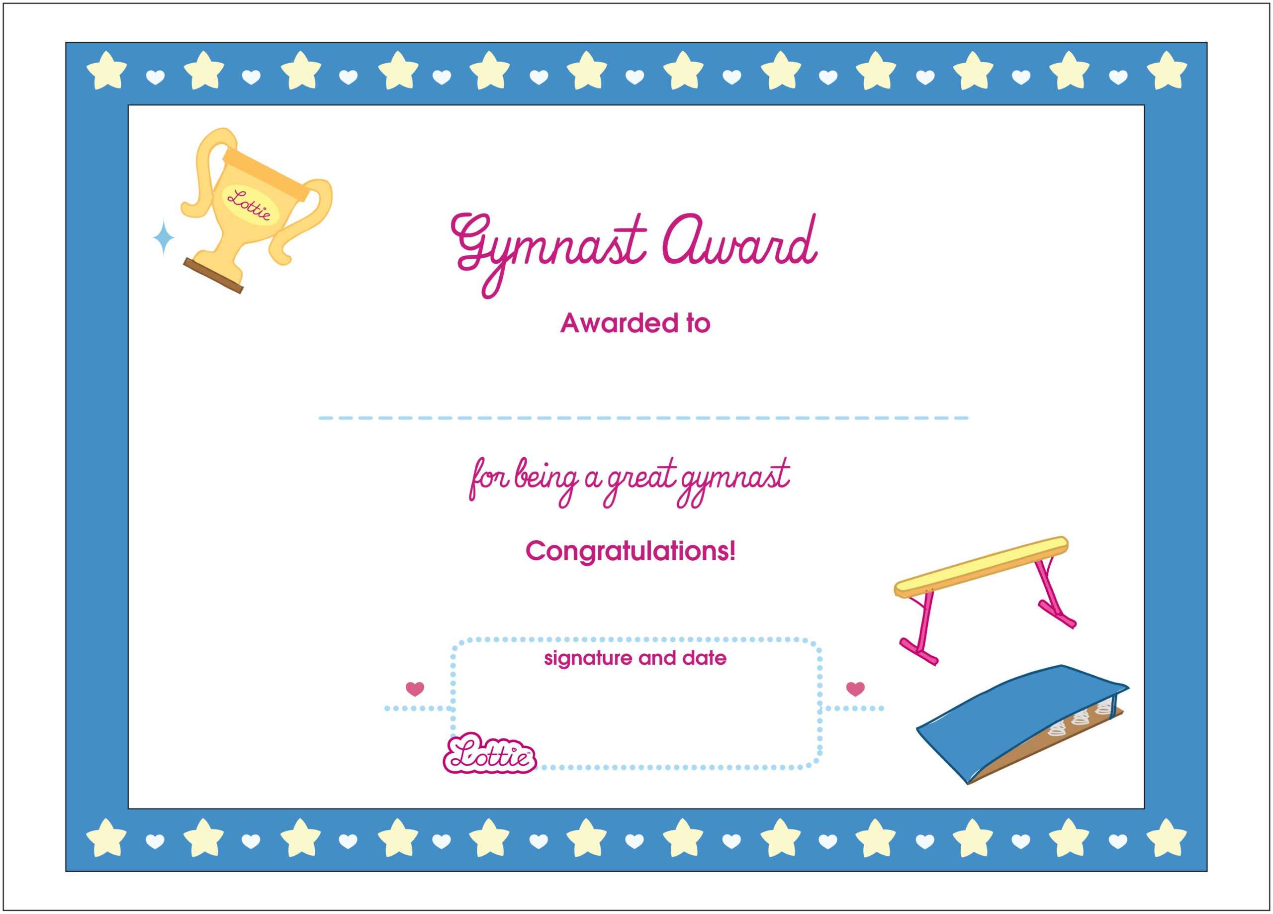 Gymnastics Certificate Template Printable Templates