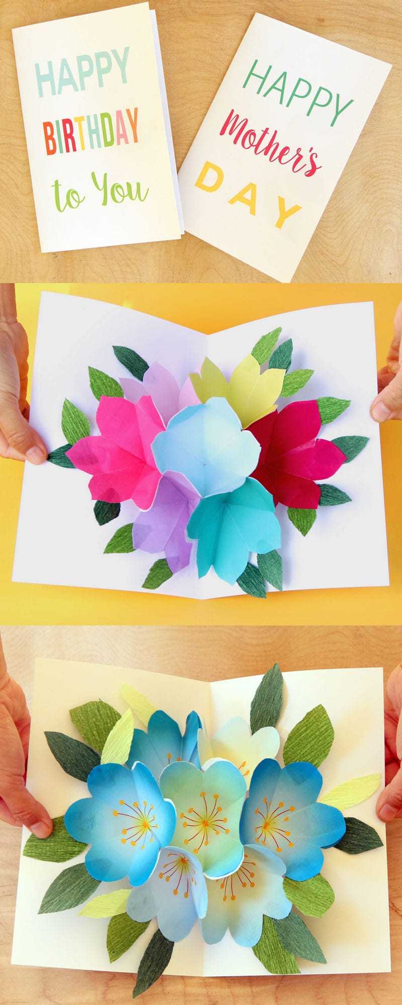 Free Printable Happy Birthday Card With Pop Up Bouquet – A With Regard To Printable Pop Up Card Templates Free