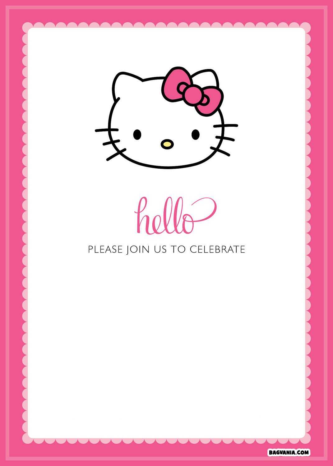 Free Printable Hello Kitty Birthday Invitations – Bagvania Intended For Hello Kitty Birthday Card Template Free