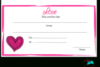 Free Printable Love Certificates pertaining to Love Certificate Templates